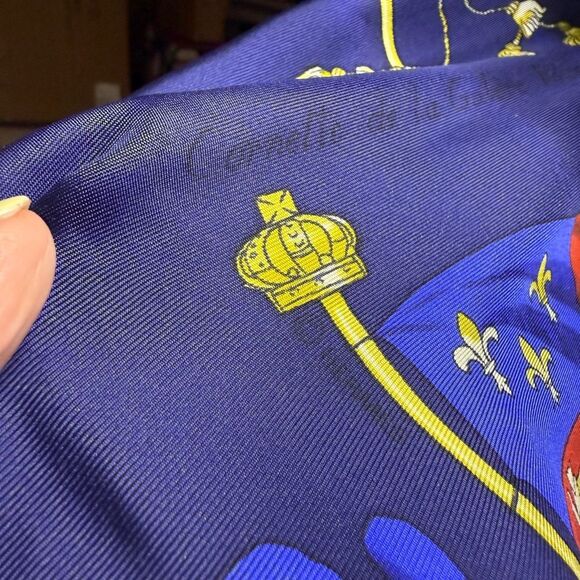 HERMES Hermes Carre 90 Scarf Muffler PAVOIS Ship Flag Pattern 100% Silk blue - Picture 14 of 16